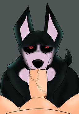 anthro big_butt butt creepy fellatio genitals glowing glowing_eyes male male/male oral penile penis penis_in_mouth red_eyes sex vein veiny_penis wide_hips binkykun creepypasta anon smile.dog canid canine canis domestic_dog human husky mammal nordic_sled_dog spitz absurd_res hi_res