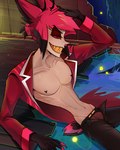 animal_ears bedroom_eyes black_hair bottomwear claws clothed clothing detailed_background finger_claws fingers fluffy fluffy_tail hair jacket looking_at_viewer male multicolored_hair narrowed_eyes navel open_bottomwear open_clothing open_jacket open_pants open_topwear pants pecs red_eyes red_hair red_sclera seductive sharp_teeth short_hair short_tail sitting small_waist smile smiling_at_viewer solo tail tan_body tan_skin teeth topwear two_tone_hair underwear pinksartdump hazbin_hotel alastor_(hazbin_hotel) animal_humanoid deer deer_humanoid demon demon_humanoid humanoid mammal mammal_humanoid tailed_humanoid 2024 absurd_res artist_name digital_drawing_(artwork) digital_media_(artwork) hi_res watermark