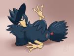 ambiguous_gender animal_genitalia avian_butt cloaca feral genitals presenting presenting_cloaca solo moisteaglevent nintendo pokemon linker avian bird generation_2_pokemon murkrow pokemon_(species) absurd_res hi_res