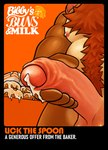 anthro bodily_fluids body_hair brown_body brown_fur card card_template chest_hair clothing countershading cum cum_covered cum_drip cum_on_food cum_on_object cum_on_penis description dessert doughnut dripping ejaculation faceless_character floppy_ears food foreskin fur genital_fluids genital_focus genitals gesture hair hairy hand_gesture hat headgear headwear humanoid_genitalia humanoid_penis logo long_ears long_hair male messy name_drop nipples orange_background pastry penis penis_focus pink_nipples presenting presenting_penis pubes red_hair simple_background solo text thumbs_up title white_body white_fur lebibien hare lagomorph leporid mammal rabbit absurd_res english_text hi_res