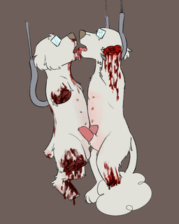 4_missing_limbs amputee balls barely_alive blood bodily_fluids clone disability duo erection eyewear feral french_kissing genitals gore gore_focus kissing male male/male meat_hook nipples open_mouth penis quadruple_amputee snuff tail tongue tongue_out young puppyratcat mean_one_(puppyratcat) nice_one_(puppyratcat) canid canine canis mammal hi_res
