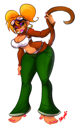 alternative_fashion anthro breasts cleavage clothed clothing ear_piercing eyewear feet female ganguro_(fashion) goggles green_eyes gyaru j-fashion lips lipstick looking_at_viewer makeup piercing pigtails prehensile_feet solo toes underwear wide_hips y2k_(fashion) luvon mario_bros nintendo yoshi's_island fan_character ukiki haplorhine mammal monkey primate hi_res