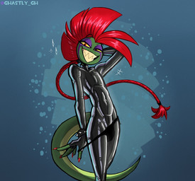 alternative_fashion anthro bedroom_eyes blue_background bracelet bulge clothing femboy freckles green_body green_scales grin hair half-closed_eyes inviting jewelry latex latex_clothing latex_skinsuit legwear male mohawk multicolored_body multicolored_scales narrowed_eyes punk red_hair scales seductive sharp_teeth simple_background skinsuit smile smirk smug smug_face smug_grin solo spiked_bracelet spikes studded_armlet teeth thong tight_clothing two_tone_body two_tone_scales underwear yellow_sclera ghastlygh ash_(g-h-) gecko lizard reptile scalie hi_res nonbinary_(lore)