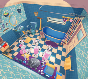 aged_up anthro anthrofied basket bathroom bathtub breasts cellphone claw_foot_bathtub cleavage clothed clothing collar collar_tag container detailed_background electronics female fur group heart_collar_tag high-angle_view holding_object inside looking_at_viewer makeup markings mirror open_mouth phone pink_collar shower shower_head sink sitting smartphone smile sponge spots spotted_body standing tail toilet toothpaste towel towel_wrap trio wearing_collar dal101strefan 101_dalmatian_street 101_dalmatians disney dallas_(101_dalmatians) deja_vu_(101_dalmatians) destiny_(101_dalmatians) triple_d_(101_dalmatians) canid canine canis dalmatian domestic_dog mammal digital_media_(artwork) hi_res sibling_(lore) sister_(lore) sisters_(lore) triplets_(lore)