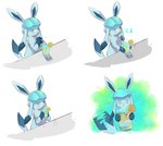 beverage blue_body blue_eyes blue_fur blue_paws food fruit fur happy lemon long_ears looking_at_viewer plant tail tail_motion tailwag xiwomo nintendo pokemon eeveelution generation_4_pokemon glaceon pokemon_(species) hi_res