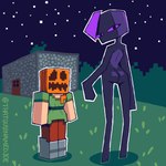 ambiguous_gender big_butt black_body butt duo female food fruit long_legs night plant pumpkin slim square_(anatomy) thick_calves thick_leg thick_thighs thigh_gap thin_calves thin_legs thin_thighs wide_hips thatguynamedjoe microsoft minecraft mojang xbox_game_studios alex_(minecraft) enderman human humanoid mammal hi_res