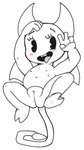 4_fingers anthro blush butt female fingers genitals gesture hand_gesture hand_on_head horn navel nipples not_furry pussy solo spade_tail tail tongue tongue_out toony v_sign wings young young_anthro young_female howl_echoes demon 9:16 digital_drawing_(artwork) digital_media_(artwork) hi_res