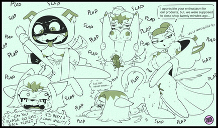 anthro arched_back big_breasts bodily_fluids breasts butt butt_grab cloak clothing crying dialogue dildo doggystyle double_dildo feeldoe female female/female forced forced_prostitution from_behind_position group hand_on_butt hooded_cloak onomatopoeia prostitution rape ruined sex sex_toy sound_effects speech_bubble tail tail_pull tears text thinking_about_another thought_bubble tongue tongue_out trio vaginal wavy_tail missmess disney the_owl_house amity_blight luz_noceda odalia_blight canid canine canis domestic_cat domestic_dog felid feline felis mammal comic english_text hi_res