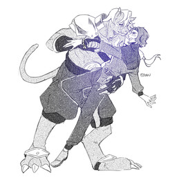 anthro blush dancing duo human_on_anthro interspecies male male/male muscular muscular_anthro muscular_male bluesugar1062 bandai_namco digimon digimon_beatbreak kyo_sawashiro digimon_(species) human mammal murasamemon hi_res