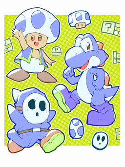 4_fingers 5_fingers ?_block ambiguous_gender anthro biped blue_body blue_boots blue_clothing blue_eyes blue_footwear blue_shell blue_shoes blush blush_lines boots border brown_boots brown_clothing brown_footwear brown_shoes clothing dotted_background egg fingers footwear gesture green_background group looking_at_viewer male mask open_mouth open_smile pattern_background shell shoes simple_background smile smiling_at_viewer standing trio waving waving_at_viewer waving_hand wearing_mask white_border yoshi_egg superstaryoshi6 mario_bros mythology nintendo blue_shyguy blue_toad blue_yoshi scalie shyguy toad_(mario) yoshi 2023 blue_theme colored colored_sketch digital_drawing_(artwork) digital_media_(artwork) hi_res procreate_(artwork) restricted_palette shaded sketch