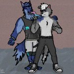 anthro blue_body blue_fur fur grey_body grey_fur hair male solo transformation white_hair chazthewolf lifewonders tokyo_afterschool_summoners chaz_(chazthewolf) tindalos_(tas) canid canine canis mammal wolf 1:1 2022