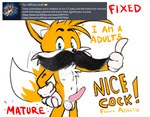 2_tails aged_up balls big_penis body_hair clothing eyebrows facial_hair genitals gesture gloves hairy_balls hand_gesture handwear humor male multi_tail mustache nipples nude penis simple_background solo tail tattoo text thumbs_up white_background shmallow furaffinity sega sonic_the_hedgehog_(series) upload_policy_2.7 miles_prower canid canine fox mammal english_text url