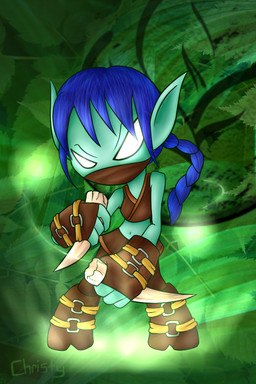 black_eyebrows blue_hair bottomwear brown_bottomwear brown_clothing brown_fingerless_gloves brown_footwear brown_gloves brown_handwear brown_mask brown_pants brown_shoes brown_skirt brown_topwear clothing empty_eyes eyebrows female fingerless_gloves footwear gloves glowing glowing_eyes green_background green_body green_ears green_skin hair handwear holding_object holding_weapon humanoid_pointy_ears looking_at_viewer mask navel not_furry pants pointy_ears ponytail shoes simple_background skirt solo topwear weapon white_eyes deadsmile41 activision skylanders stealth_elf_(skylanders) elf humanoid 2011 2:3 colored digital_media_(artwork) shaded signature