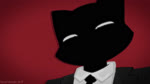 ambiguous_gender anthro black_clothing black_nose black_suit blush blush_lines clothing devious duo flabbergasted fur grey_body grey_clothing grey_face grey_fur grey_suit kissing necktie no_pupils red_background shirt simple_background sitting squinted_eyes suit sweating_profusely thoughts topwear white_clothing white_shirt white_topwear bunnycat bunnycatevil sound_warning domestic_cat felid feline felis mammal mouse murid murine rodent 2024 2d_animation animated colored hi_res short_playtime sound webm