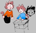 accessory anthro clothed clothing drawing eyelashes female group jumper open_mouth simple_background smile sweater tail topwear trio creator_ant amy_(creator_ant) domestic_cat felid feline felis mammal hi_res sketch