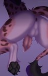 animal_genitalia animal_penis anthro anus balls bodily_fluids butt claws erection feline_genitalia feline_penis fur genital_fluids genitals hair male markings multicolored_body multicolored_fur nude pawpads paws penis pink_body pink_fur simple_background solo spots tail white_body white_fur ertonhin cheetah felid feline mammal 5:8 digital_media_(artwork) hi_res