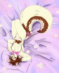 anthro brown_hair femboy gesture hair lying male on_back pawpads paws pink_nose pose skunk_tail solo suggestive suggestive_gesture suggestive_pose upside_down unknown_artist tiramisu_skunk mammal mephitid skunk absurd_res hi_res pinup