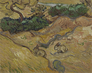 ambiguous_feral ambiguous_gender detailed_background duo feral grass long_ears looking_aside nature_background outside painterly plant quadruped river short_tail shrub standing tail tree vincent_van_gogh public_domain lagomorph leporid mammal rabbit 1889 19th_century absurd_res ancient_art hi_res oil_painting_(artwork) painting_(artwork) traditional_media_(artwork) traditional_painting_(artwork)