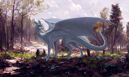 6_horns ambiguous_feral ambiguous_gender back_spikes blue_eyes claws digitigrade fantasy feral forest horn long_neck long_tail looking_at_viewer looking_back looking_back_at_viewer multi_horn neck_spikes plant quadruped scales side_view solo spiked_tail spikes spikes_(anatomy) standing tail tapering_tail tree white_body white_scales wing_claws wings ai_assisted ai_generated_background dsw7 european_mythology mythology dragon mythological_creature mythological_scalie scalie western_dragon 2022 5:3 digital_media_(artwork) english_description hi_res krita_(artwork) signature