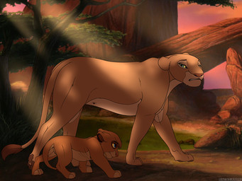anus barely_visible_anus barely_visible_genitalia barely_visible_vulva detailed_background duo ears_back emaciated evening female feral frown genitals light light_beam pivoted_ears plant pride_rock sad sunbeam sunlight sunset tail tail_between_legs teats tree vulva walking young young_feral backlash91 conditional_dnp disney the_lion_king nala_(the_lion_king) vitani_(the_lion_king) felid lion mammal pantherine 2022 4:3 hi_res