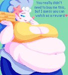 anthro belly belly_rolls big_belly big_breasts big_butt blue_eyes breasts butt clothing fat_rolls female hair long_hair looking_at_viewer morbidly_obese obese obese_anthro obese_female overweight overweight_anthro overweight_female simple_background solo tail text white_body wide_hips enkah nintendo pokemon generation_7_pokemon marine pokemon_(species) primarina digital_media_(artwork) english_text hi_res pixel_(artwork)