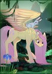 2023 ambient_frog ambiguous_gender amphibian angel_(mlp) black_ears black_eyebrows black_sclera blue_eyes blue_flower blush border cutie_mark day duo equid equine eyebrows eyelashes feathering feathers female feral flower fluttershy_(mlp) friendship_is_magic frog fur grass green_body green_border green_skin green_sky hair hasbro hi_res hooves lagomorph larger_female larger_feral leaf leporid light lighting long_hair looking_down mammal mane moss mountain multicolored_body multicolored_ears multicolored_skin my_little_pony mythological_creature mythological_equine mythology outside pegasus pink_hair pink_hooves pink_inner_ear pink_mane pink_tail plant quadruped rabbit raised_leg riding_on_back shaded side_view signature size_difference sky smaller_ambiguous smaller_feral smile snout standing swamp sweetvixenarts tail tree two_tone_body two_tone_ears two_tone_skin unguligrade vines water white_body white_ears white_eyebrows white_eyes white_fur white_skin wings yellow_body yellow_ears yellow_feathers yellow_fur yellow_wings