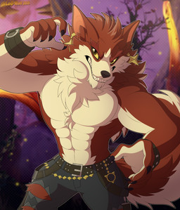 5_fingers abs anthro belt black_nose blurred_background bottomwear cheek_tuft claws clothed clothing countershade_face countershade_tail countershade_torso countershading detailed_background eyebrows facial_tuft finger_claws fingers fur glistening glistening_eyes inner_ear_fluff looking_at_viewer male male_anthro multicolored_body multicolored_fur muscular muscular_anthro muscular_male pants pecs red_body red_fur solo tail teeth text topless topless_anthro topless_male torn_bottomwear torn_clothing torn_pants tuft two_tone_body two_tone_fur two_tone_tail white_body white_fur yellow_sclera leo-wolf epic_games fortnite mythology lycan_west_(fortnite) canid canine canis mammal mythological_canine mythological_creature werecanid werecanine werecreature werewolf wolf artist_name digital_drawing_(artwork) digital_media_(artwork) hi_res portrait three-quarter_portrait
