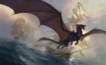 banner bat_wings black_body black_scales blue_eyes claws cloud detailed_background duo feral flag flying fog french horn male membrane_(anatomy) membranous_wings muscular open_mouth outside riding riding_on_back scales sea seascape ship size_difference sky solo_focus spread_wings sun tail vehicle water watercraft wave wing_claws winged_arms wings todd_lockwood asian_mythology east_asian_mythology mythology temeraire_(series) temeraire william_laurence dragon eastern_dragon human mammal mythological_creature mythological_scalie scalie 2006 compression_artifacts detailed wallpaper