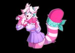 alternative_fashion anthro bandanna_on_tail big_tail blue_eyes bottomwear clothing electronics facial_markings female fluffy fluffy_tail fur fur_markings gyaru hair happy head_markings headgear headphones headset intersex j-fashion kerchief legwear long_hair markings miniskirt navel paw_pose paws pink_body pink_fur pink_hair pink_tail pose purple_bottomwear purple_clothing purple_skirt purple_sweater purple_topwear short_sleeve_sweater skirt smile solo striped_markings striped_tail stripes sweater tail tail_markings teeth thigh_highs topwear white_body white_fur white_hair white_tail wings samudl yami_(yamikadesu) ailurid domestic_cat felid feline felis hybrid mammal red_panda absurd_res alpha_channel hi_res trans_(lore) trans_woman_(lore)