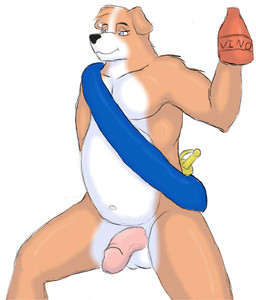 anthro balls belly blue_eyes genitals half-erect head_tuft holding_object male melee_weapon mostly_nude musclegut muscular navel penis raised_leg sash smile solo sword sword_on_back text tuft weapon weapon_on_back wine_bottle siscopolaris athos_(muskehounds) canid canine canis domestic_dog mammal mastiff molosser mountain_dog saint_bernard italian_text