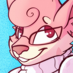 anthro blue_background cheek_tuft clothing countershade_face countershade_fur countershading eyebrows eyewear facial_tuft female fur fur_tuft glasses hair open_mouth open_smile pink_body pink_ears pink_fur pink_hair pink_nose rectangular_glasses simple_background smile solo sweater teeth topwear tuft turtleneck white_body white_clothing white_countershading white_eyebrows white_sweater white_topwear strawberrymilkdog taffy_(strawberrymilkdog) canid canine canis chihuahua domestic_dog mammal toy_dog 1:1 2022 icon watermark