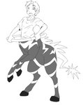hoop hoop_transformation male solo surprise transformation transformation_ring kyrio nintendo pokemon generation_5_pokemon human mammal pokemon_(species) taur zebstrika hi_res monochrome