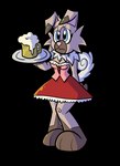 alcohol anthro anthrofied barmaid beer beverage big_breasts breasts female pokemorph solo waitress_outfit pembrokewkorgi nintendo pokemon rocky_road_(pembrokewkorgi) canid canine canis domestic_dog generation_7_pokemon mammal pokemon_(species) rockruff absurd_res alpha_channel hi_res