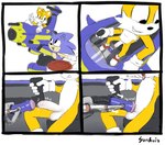 anthro balls duo erection foreskin fucking_machine genitals hidden_sex_toy humanoid_genitalia humanoid_penis machine male mecha partially_retracted_foreskin penetrable_sex_toy penis sex_toy stealth_masturbation sunhuiz sega sonic_the_hedgehog_(series) miles_prower sonic_the_hedgehog canid canine eulipotyphlan fox hedgehog mammal hi_res