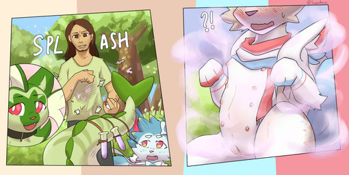 after_transformation anthro blush blush_lines clothing confusion female feral feral_transformation gender_transformation genitals humanoid_genitalia humanoid_vulva male male_human markings mtf_transformation multi_nipple nipples outside poof_transformation potion scarf solo transformation transformation_potion transformation_sequence vulva snepause nintendo pokemon aquafresh_(sylve0n) nori_(sylve0n) sylve0n_(user) eeveelution generation_1_pokemon generation_6_pokemon human humanoid mammal pokemon_(species) sylveon vaporeon vulpix absurd_res digital_media_(artwork) hi_res