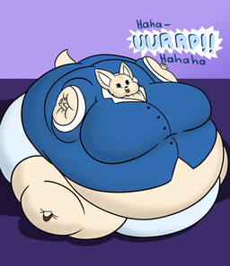anthro belly belly_expansion big_belly big_breasts big_butt big_cheeks black_eyes black_nose blue_clothing blue_shirt blue_topwear breast_expansion breasts brown_clothing brown_footwear brown_shoes burping butt butt_expansion chubby_cheeks clothing expansion eyelashes female footwear huge_belly huge_breasts huge_butt hyper hyper_belly hyper_breasts hyper_butt immobile laugh morbidly_obese morbidly_obese_anthro morbidly_obese_female no_pupils obese obese_anthro obese_female open_mouth open_smile overweight overweight_anthro overweight_female panties pink_tongue purple_background red_mouth round_body shirt shoes simple_background smile solo tail tan_body tan_ears tan_tail three-quarter_view tight_clothing tongue topwear underwear weight_gain white_clothing white_inner_ear white_panties white_underwear bunnistuffs aggretsuko sanrio fenneko canid canine fennec_fox fox mammal true_fox 2025 absurd_res colored digital_media_(artwork) hi_res shaded