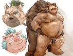 anal anthro belly big_belly bodily_fluids breath brown_body brown_fur cum duo ejaculation fur genital_fluids kemono male male/male moobs nipples overweight overweight_male sex simple_background sweat tongue tongue_out white_background kotobuki lifewonders tokyo_afterschool_summoners ganglie_(tas) yasuyori_(tas) bear canid canine canis domestic_dog mammal suid suina sus_(pig) wild_boar 2020 censored hi_res