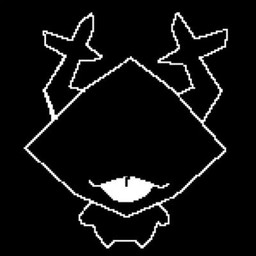 antlers black_background black_body eyeless horn simple_background solo tongue tongue_out unknown_artist deltarune noelling_(meme) undertale_(series) roaring_knight 1:1 monochrome