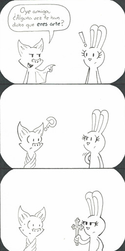 anthro christian_cross christian_symbol cross crucifix dialogue duo eyelashes fangs female holding_object humor long_ears male membrane_(anatomy) membranous_wings religion religious_symbol simple_background teeth text wings mr_harinezumi christianity fanny_(el_senor_erizo) vladimir_(el_senor_erizo) bat lagomorph leaf-nosed_bat leporid mammal microbat rabbit vampire_bat yangochiropteran absurd_res comic hi_res monochrome spanish_text translated