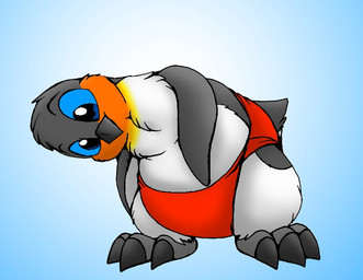 anthro beak bottomwear clothed clothing feathers gradient_background loincloth loincloth_only looking_at_viewer male simple_background solo tail tail_feathers topless enricthepenguin enric avian bird penguin digital_media_(artwork)