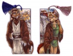 anthro bookmark_design clothing duo female male robe romantic romantic_couple simple_background tail tail_tuft tuft white_background cockiestspaniel star_wars artaith obi-wan_kenobi qui-gon_jinn canid canine canis felid lion mammal pantherine rodent wolf 2010