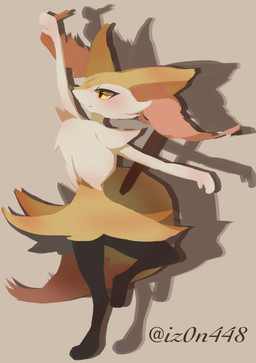 ambiguous_anthro ambiguous_gender anthro arm_tuft ballet biped black_body black_fur black_nose blush cheek_tuft chest_tuft closed_smile digitigrade dipstick_tail eyelashes facial_tuft front_view fur hip_tuft inner_ear_fluff looking_away markings mouth_closed multicolored_body multicolored_fur nude_ambiguous nude_anthro object_in_tail on_one_leg orange_body orange_eyes orange_fur orange_inner_ear_fluff orange_tail_tip pose raised_arm shadow shoulder_tuft simple_background smile snout solo standing stick stick_in_tail tail tail_markings tuft twitter_handle two_tone_tail white_body white_fur yellow_body yellow_fur yellow_tail izon448 nintendo pokemon braixen canid generation_6_pokemon mammal pokemon_(species) 2023 absurd_res colored digital_drawing_(artwork) digital_media_(artwork) full-length_portrait hi_res lineless portrait shaded signature