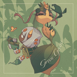 2_horns 4_hands 8_eyes alternate_costume antennae_(anatomy) anthro armless arthropod_abdomen back_to_back bouquet brown_body brown_skin clothed clothed_anthro clothed_female clothed_male clothing crown cute_fangs dress duo empty_eyes eyelashes eyeshadow fangs female floating_hands flower gloves green_background green_clothing green_dress green_eyes hair handwear headgear horn larger_anthro larger_female legless looking_at_another looking_back looking_back_at_another looking_up makeup male mouthless multi_eye multi_hand narrowed_eyes orange_eyes orange_horn overalls pink_eyeshadow plant rose_(flower) scarf side_view simple_background size_difference smaller_anthro smaller_male teeth text unusual_anatomy unusual_eye_placement watering_can white_eyes white_hair yellow_body yellow_fangs 5health kirby:_triple_deluxe kirby_(series) nintendo queen_sectonia taranza ambient_arthropod ambient_butterfly ambient_insect arachnid arthropod hymenopteran insect spider spidr wasp 1:1 2020 digital_drawing_(artwork) digital_media_(artwork) english_text hi_res japanese_description