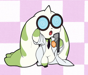 accessory anthro clothing coat eyewear fur glasses horn lab_coat long_ears male necktie nerd solo spiral_glasses topwear white_body white_fur lkiws bandai_namco digimon digimon_(species) terriermon terriermon_assistant hi_res