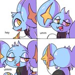 4_panel_comic ambiguous_gender blue_body blue_fur feral fur humor pupils simple_background sitting smile solo teeth text white_background yellow_eyes yellow_pupils lynasdf nintendo pokemon generation_4_pokemon pokemon_(species) shinx 1:1 2024 aliasing comic digital_media_(artwork) shaded