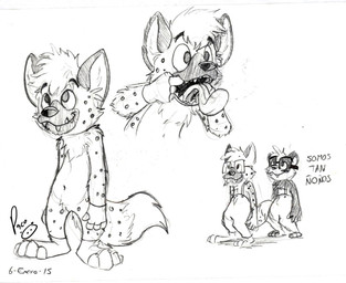 anthro cheek_tuft clothing duo facial_tuft featureless_crotch hair logo male nude open_mouth overalls short_hair simple_background solo standing tongue tongue_out tuft young young_anthro young_male pandapaco parinton bear giant_panda hyena mammal 2015 artist_logo dated hi_res monochrome signature sketch_page