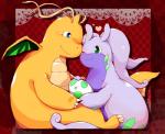 ambiguous_gender anthro blue_eyes blush claws duo egg green_eyes one_eye_closed orange_body pokemon_egg purple_body romantic romantic_ambiance romantic_couple tail wings kinoko nintendo pokemon dragonite generation_1_pokemon generation_6_pokemon goodra pokemon_(species) 2016