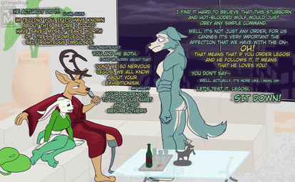 alcohol anthro antlers beverage blush container cup dialogue drinking_glass embarrassed female furniture glass glass_container glass_cup group horn male night nude nude_male smug sofa submissive submissive_male text trio wine wine_glass tenge_mage beastars haru_(beastars) legoshi_(beastars) louis_(beastars) canid canine canis deer lagomorph leporid mammal rabbit wolf absurd_res comic english_text hi_res