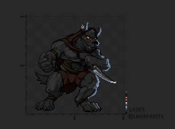 animal_genitalia animal_penis animated_gif anthro balls black_nose bottomwear brown_bottomwear brown_clothing brown_hood brown_pants canine_genitalia canine_penis clothed clothing dark_body ear_piercing ear_ring erection front_view fully_clothed genitals grey_balls grey_body holding_knife holding_object knife knot male muscular muscular_anthro muscular_male pants penis piercing ring_piercing simple_background solo standing text torn_bottomwear torn_clothing torn_pants laser_(artist) canid canine canis mammal wolf animated artist_name digital_media_(artwork) full-length_portrait pixel_(artwork) portrait sequence short_playtime slideshow