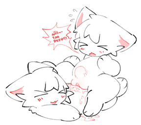 >_< abdominal_bulge anthro anthro_on_anthro anthro_penetrated anthro_penetrating anthro_penetrating_anthro balls_deep biped blush blush_lines bodily_fluids cheek_tuft chibi clitoral_hood cum cum_in_vagina cum_inside cum_on_belly cum_on_body cum_on_own_belly cum_on_self deep_penetration dialogue digitigrade duo ejaculation eyes_closed facial_tuft female female_anthro female_on_anthro female_on_top female_penetrated front_view genital_fluids genitals head_tuft interspecies male male/female male_anthro male_on_anthro male_on_bottom male_penetrating male_penetrating_female on_bottom on_top open_mouth penetration penile penile_penetration penis_in_vagina pointy_speech_bubble semi-anthro sex speech_bubble text three-quarter_view tuft vaginal vaginal_penetration vulva kirichiiii domestic_cat felid feline felis mammal 2025 digital_drawing_(artwork) digital_media_(artwork) english_text spot_color